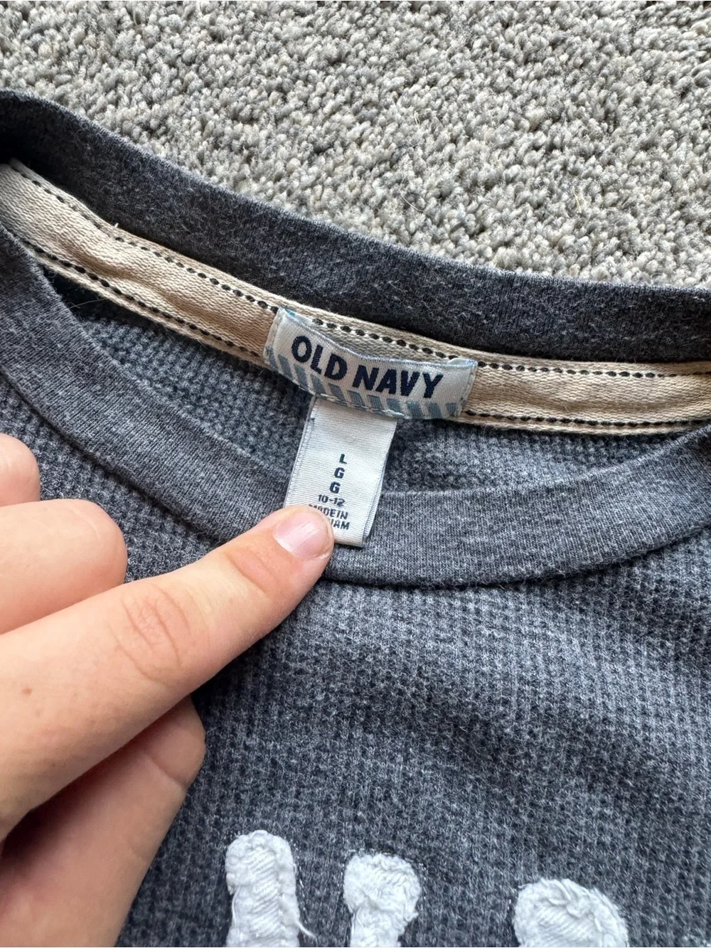 Old Navy kids  Charcoal Gray Crewneck Sweater with 'Old Navy Athl. Dept.' Logo